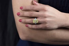 14.54 Carat Emerald Diamond Ring Fancy Yellow 18K Gold Colour-Collector Treasure