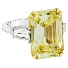 14.54 Carat Emerald Diamond Ring Fancy Yellow 18K Gold Colour-Collector Treasure
