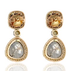 14.55 Carat Fancy Grey Diamond 18 Karat Gold Earrings
