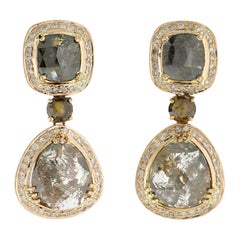 14,55 Karat Fancy Graue Diamant-Ohrringe aus 18 Karat Gold 