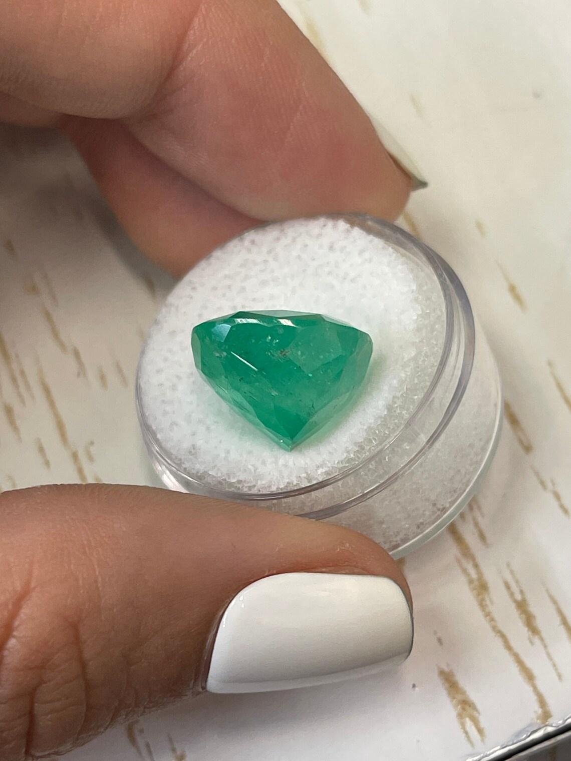 14.55 Carat Medium Green Colombian Emerald - Cushion Cut May Birthstone Gem For Sale 2