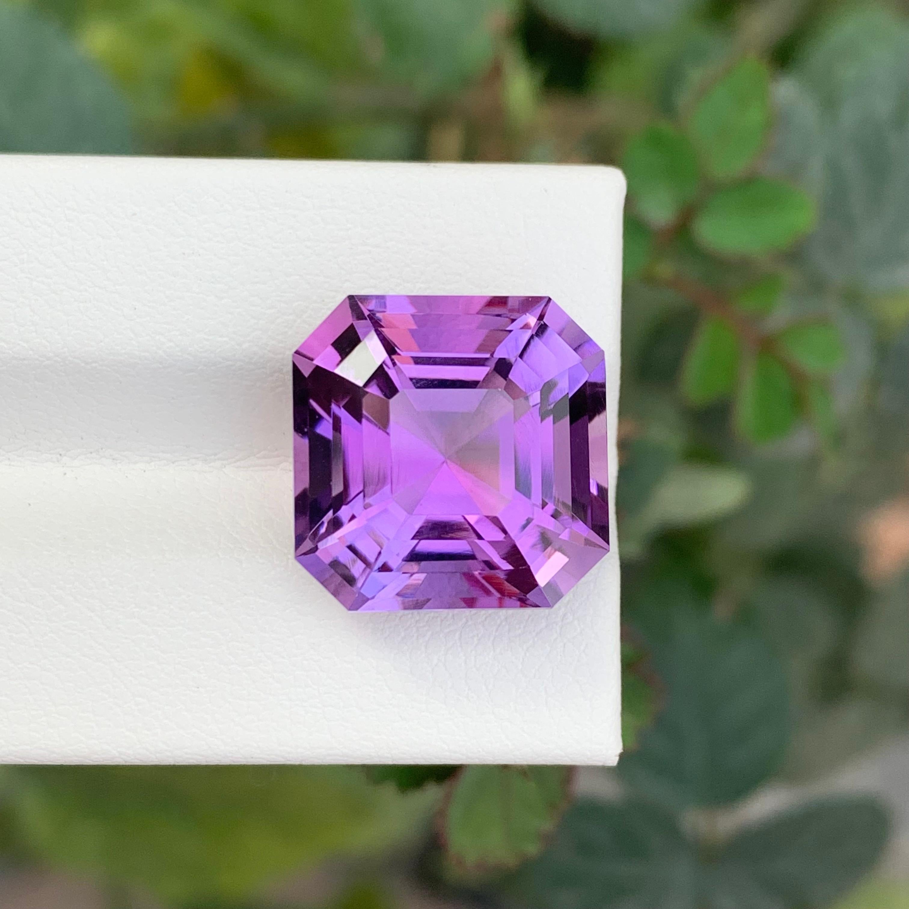 14.55 Carats Perfect Asscher Cut Loose Purple Amethyst Brazil Mine For Sale 5