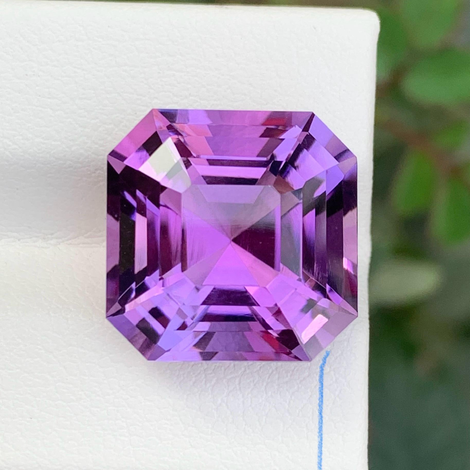 14.55 Carats Perfect Asscher Cut Loose Purple Amethyst Brazil Mine For Sale 6
