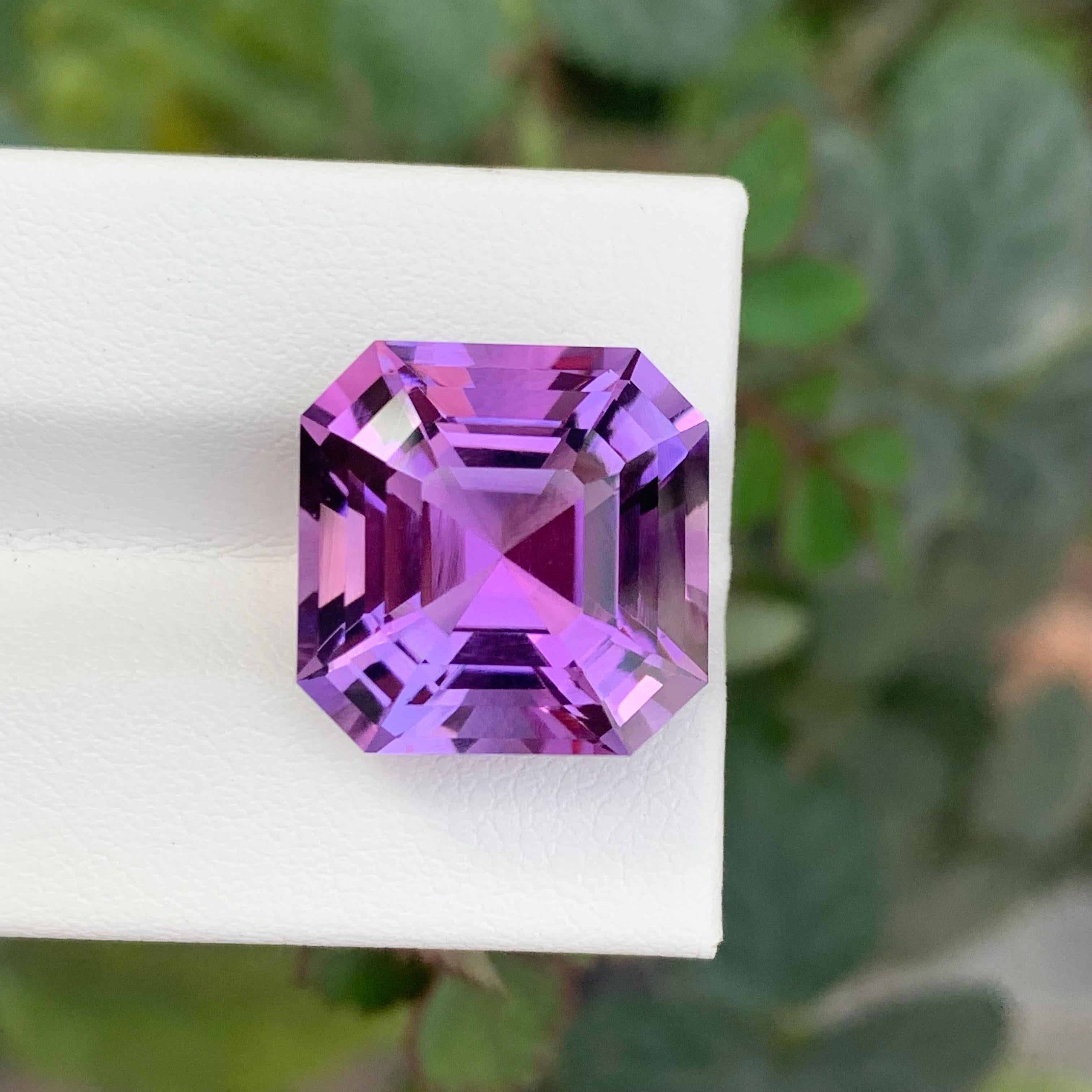 14.55 Carats Perfect Asscher Cut Loose Purple Amethyst Brazil Mine For Sale 7