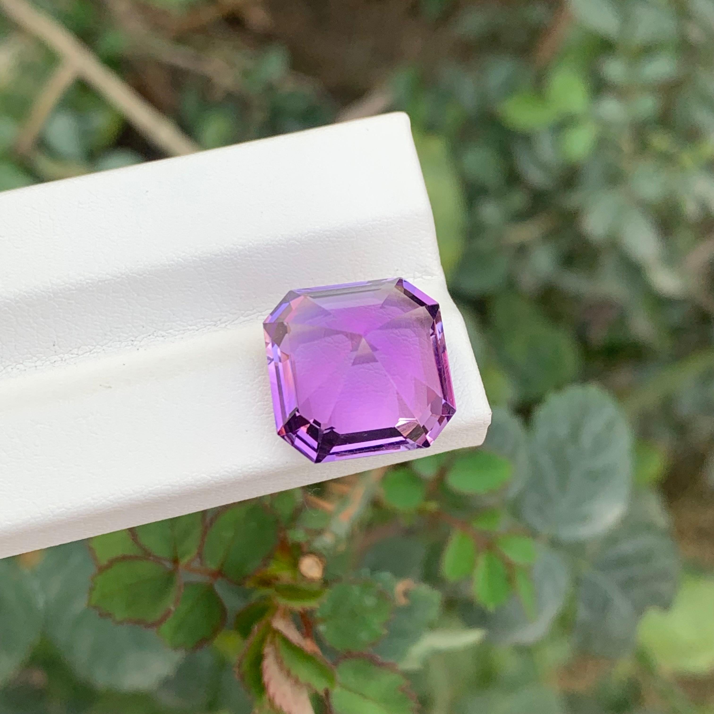 14.55 Carats Perfect Asscher Cut Loose Purple Amethyst Brazil Mine In New Condition For Sale In Brisbane, AU