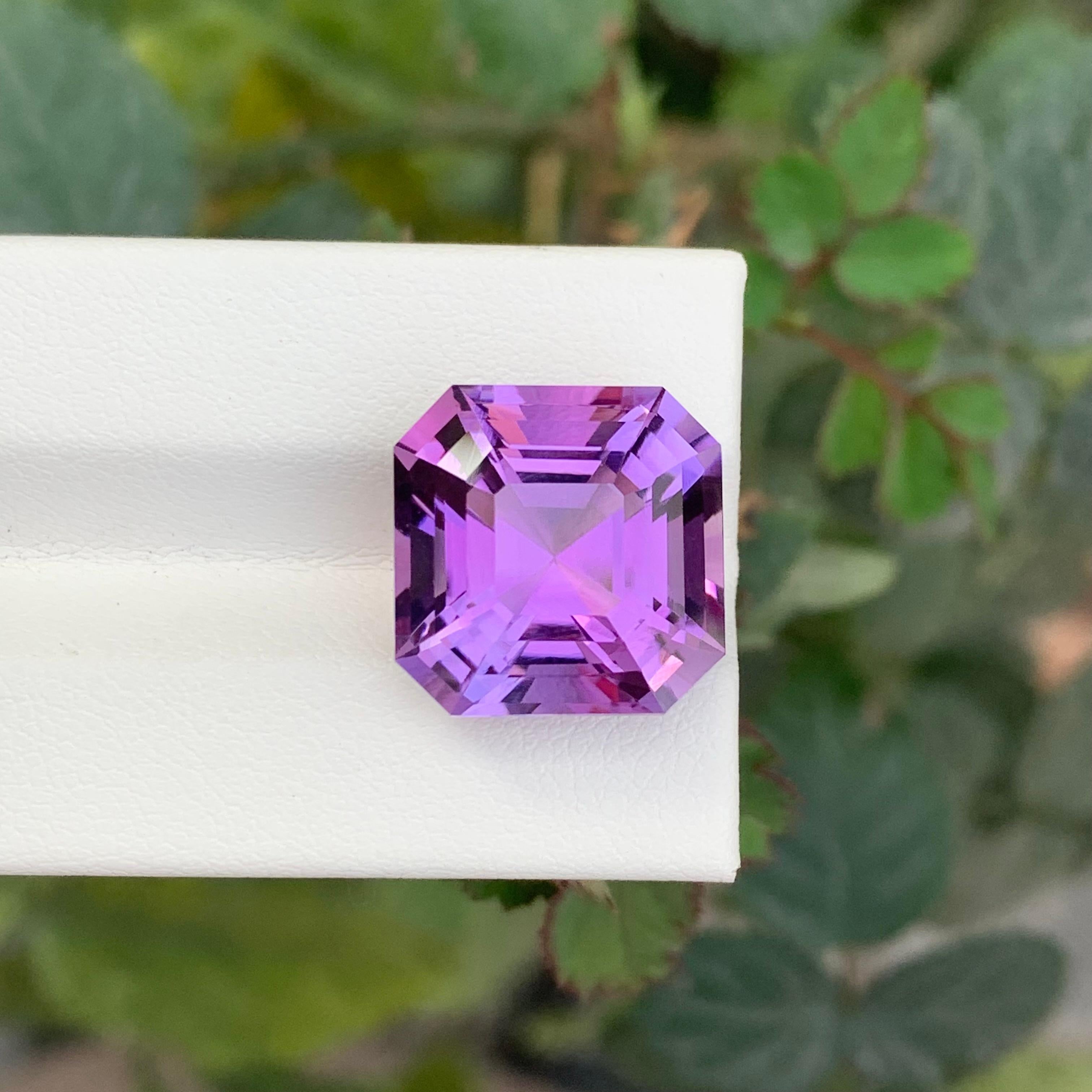 14.55 Carats Perfect Asscher Cut Loose Purple Amethyst Brazil Mine For Sale 4