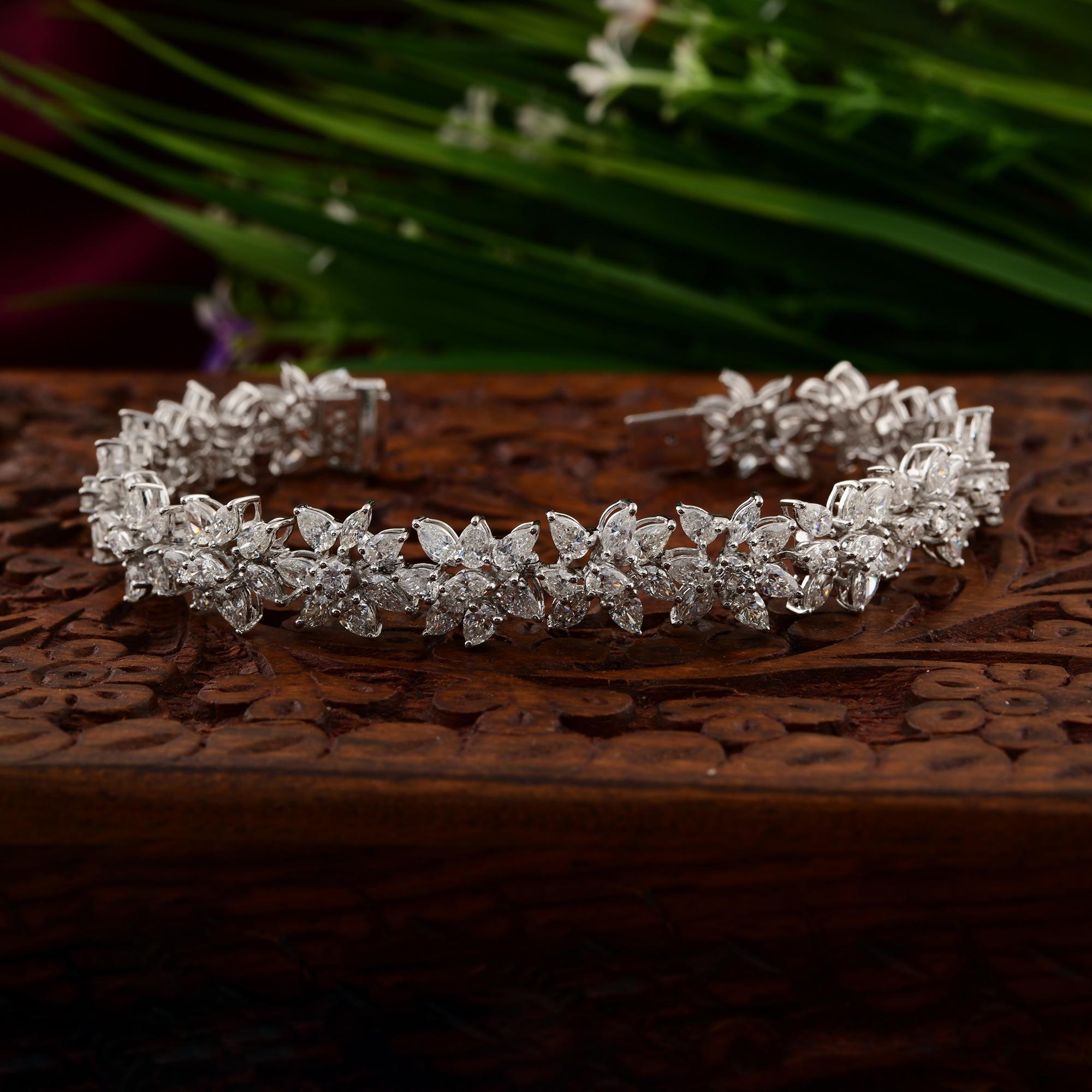 Pulsera de compromiso con racimo de diamantes certificado SI/H de 14,55 qt Oro blanco de 14 quilates en venta 1