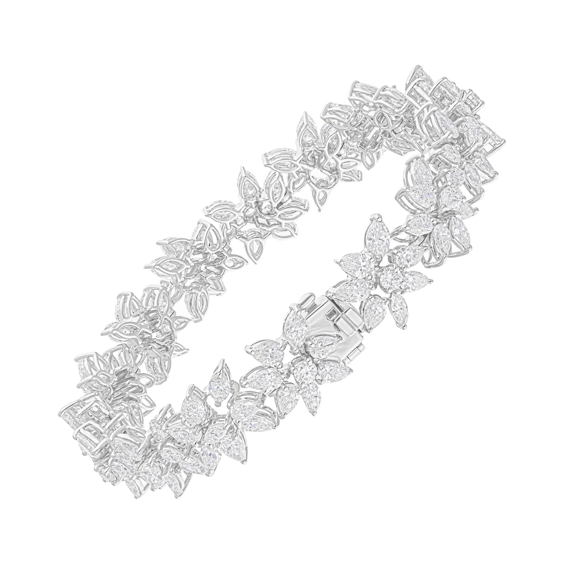 Pulsera de compromiso con racimo de diamantes certificado SI/H de 14,55 qt Oro blanco de 14 quilates