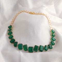 145.63 Ct. Zambian Emerald Necklace in 18K Yellow Gold Statement Necklace