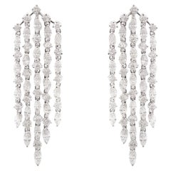 14.56ct Diamond 18K Gold Waterfall Dangle Drop Earrings (boucles d'oreilles pendantes en forme de cascade)