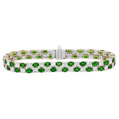 Roman Malakov 14.59 Carats Total Mixed Cut Emerald & Diamond Tennis Bracelet