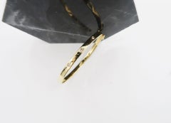 Stackable Three-Stone Diamond Flat Shiny Bangle in 18k Yellow Gold