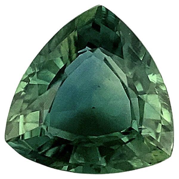 1.45ct Deep Green Blue Australian Sapphire Trillion Triangle Cut Gem