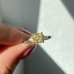 1.45ct Fancy Light Yellow Cushion Diamond Engagement Ring