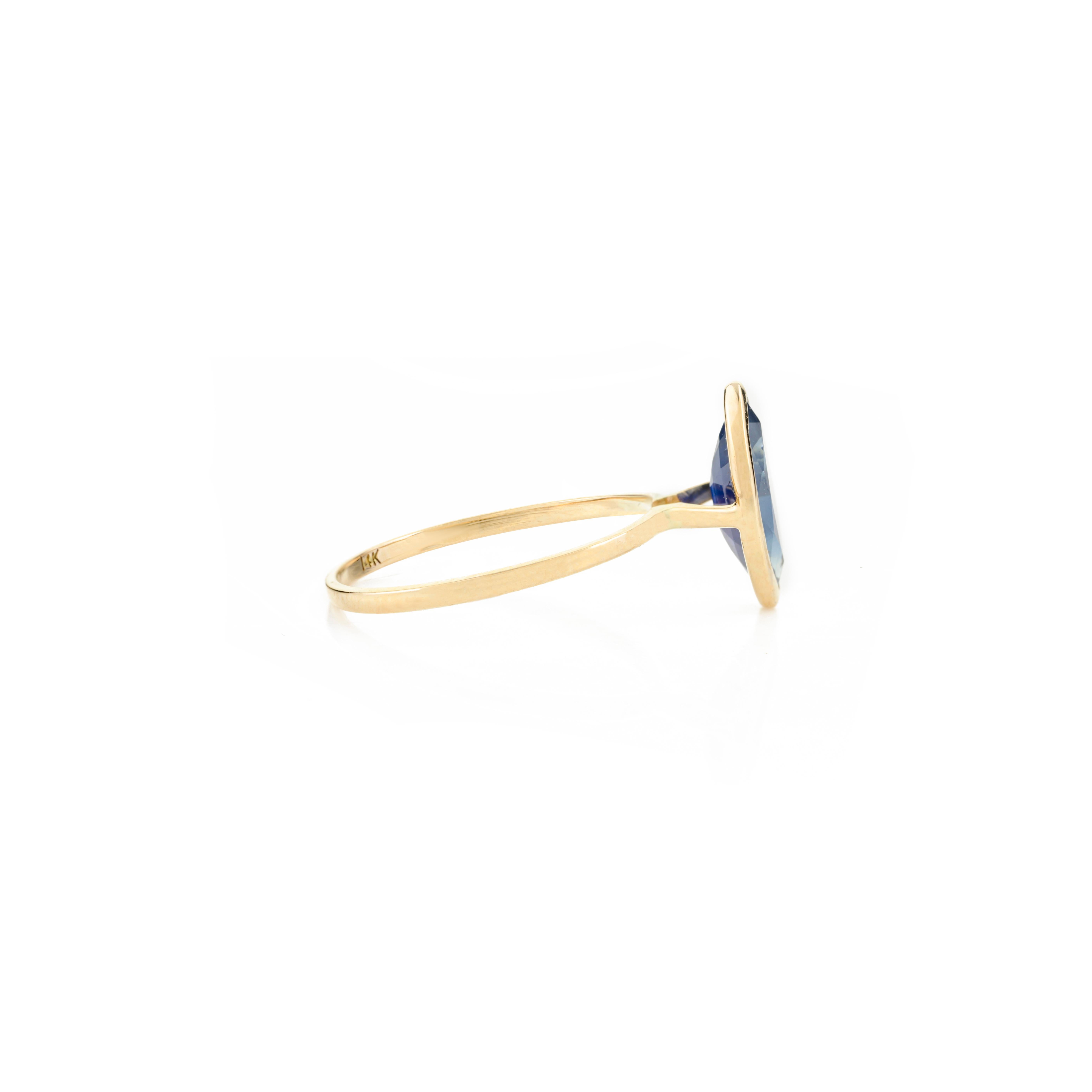 For Sale:  1.45CT Marquise Blue Sapphire Midi Ring in 14k Yellow Gold Gift for Her 8