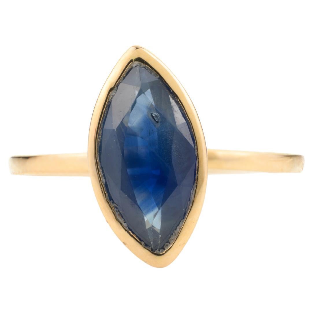 1.45CT Marquise Blue Sapphire Midi Ring in 14k Yellow Gold Gift for Her