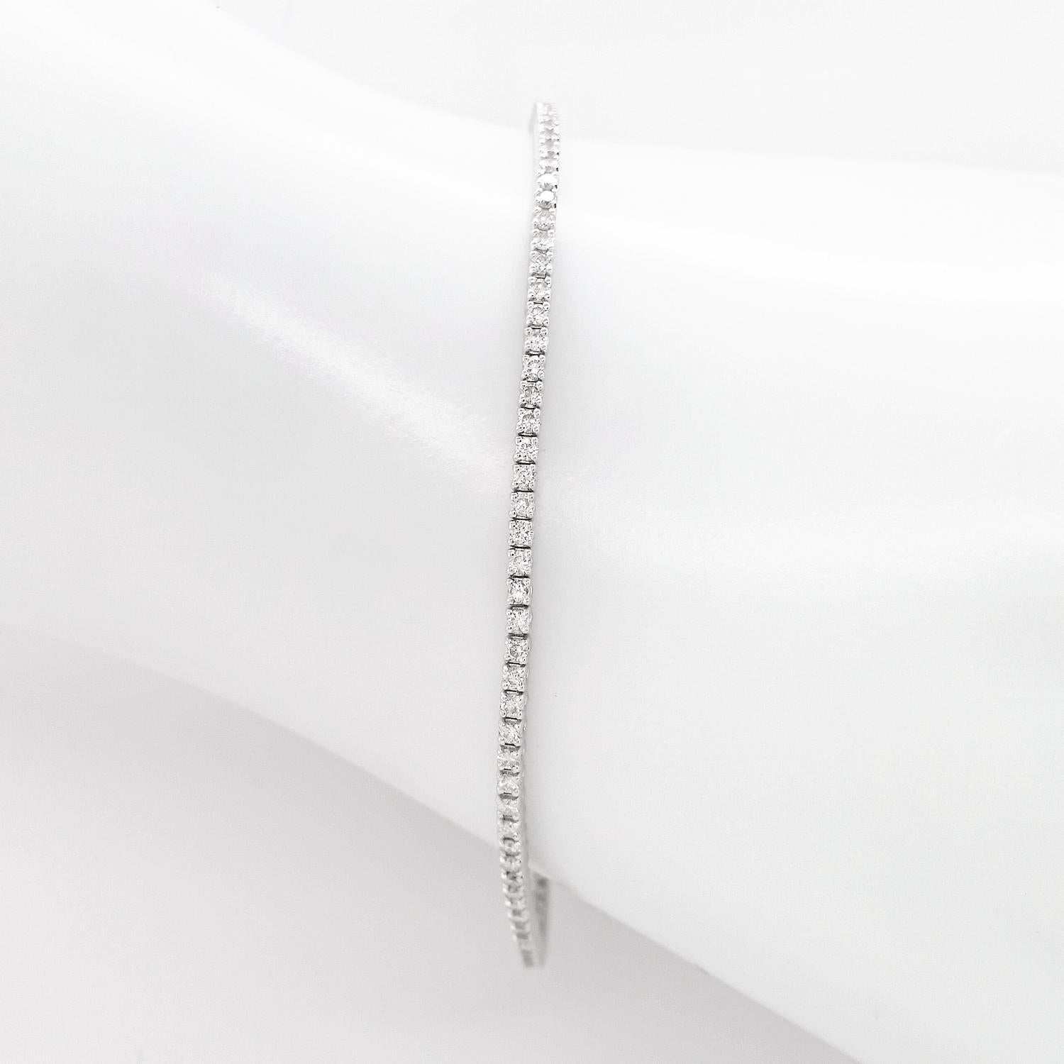 1$ NO RESERVE - 1.45ct Round Brilliant Diamond VVS E - F 14K White Gold Bracelet In New Condition In Ramat Gan, IL