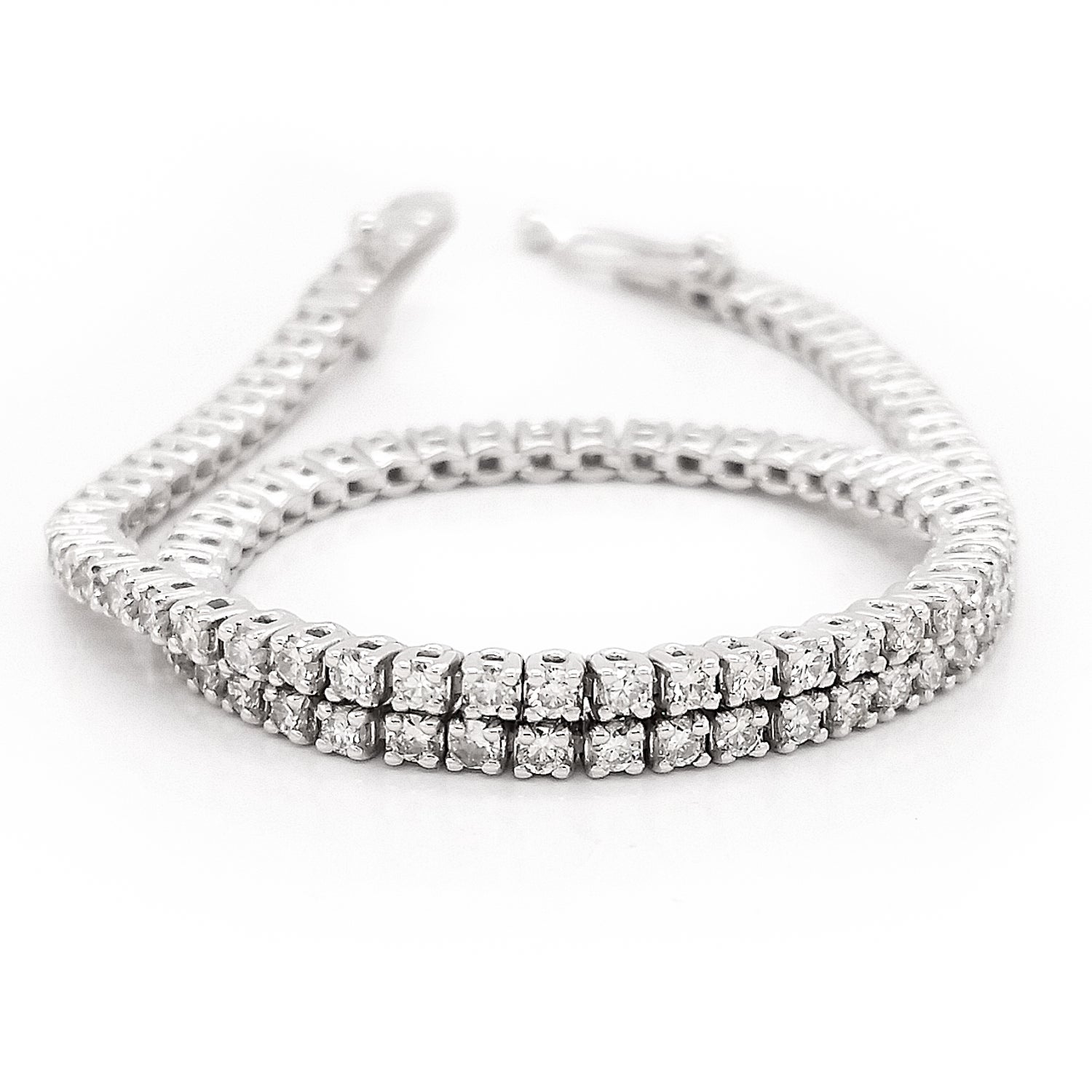 5ct Natural Diamond Tennis Bracelet – 14k White Gold – IGI Certified GH/VS – 42 Stones
