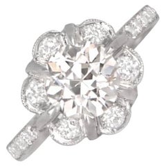 1.45 Carat Old Euro-Cut Diamond Engagement Ring, Platinum