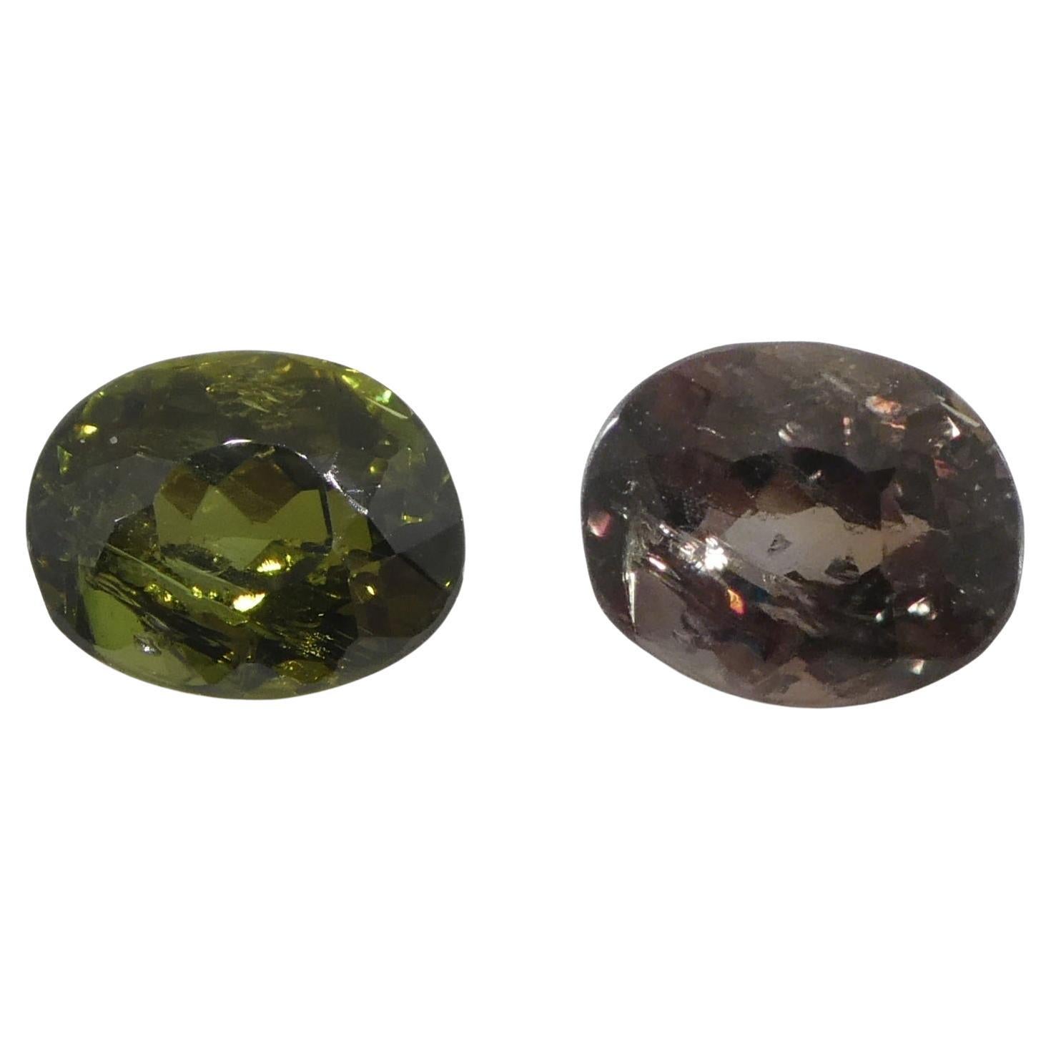 0.95ct Oval Yellowish Green to Yellow-Brown Alexandrite GIA Certified Sri Lanka