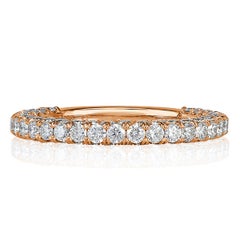 1.45ct Round Brilliant Cut 3-Row Diamond Wedding Band in 18k Rose Gold