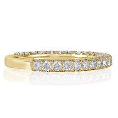 Alianza de boda de 3 filas de diamantes talla brillante redonda de 1,45 ct en oro amarillo de 18k