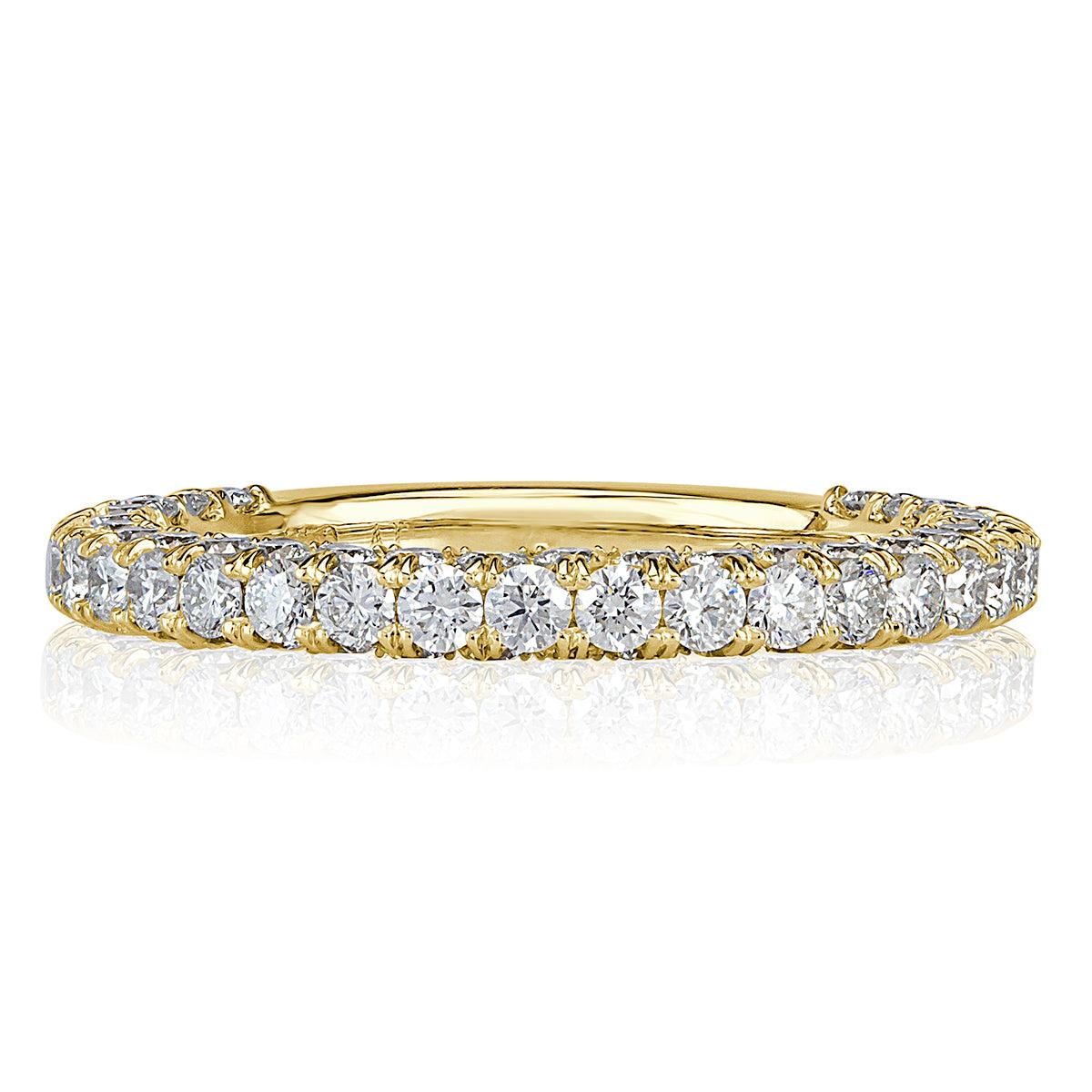 1.45ct Round Brilliant Cut 3-Row Diamond Wedding Band in 18k Yellow Gold For Sale