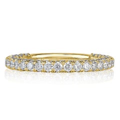 1.45ct Round Brilliant Cut 3-Row Diamond Wedding Band in 18k Yellow Gold
