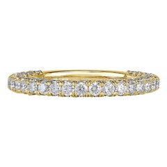 1.45ct Round Brilliant Cut 3-Row Diamond Wedding Band in 18k Yellow Gold