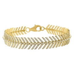 1,45ct Runder Brillantschliff Diamant Feder Armband in 14k Gelbgold