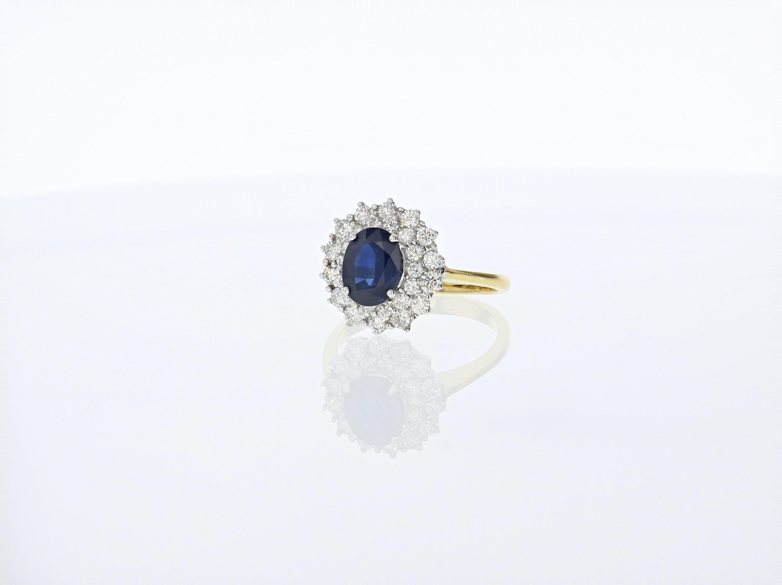 18K White Gold Ring / 1.45ct Royal Blue Sapphire / 0.75ct Diamonds #AV9431894