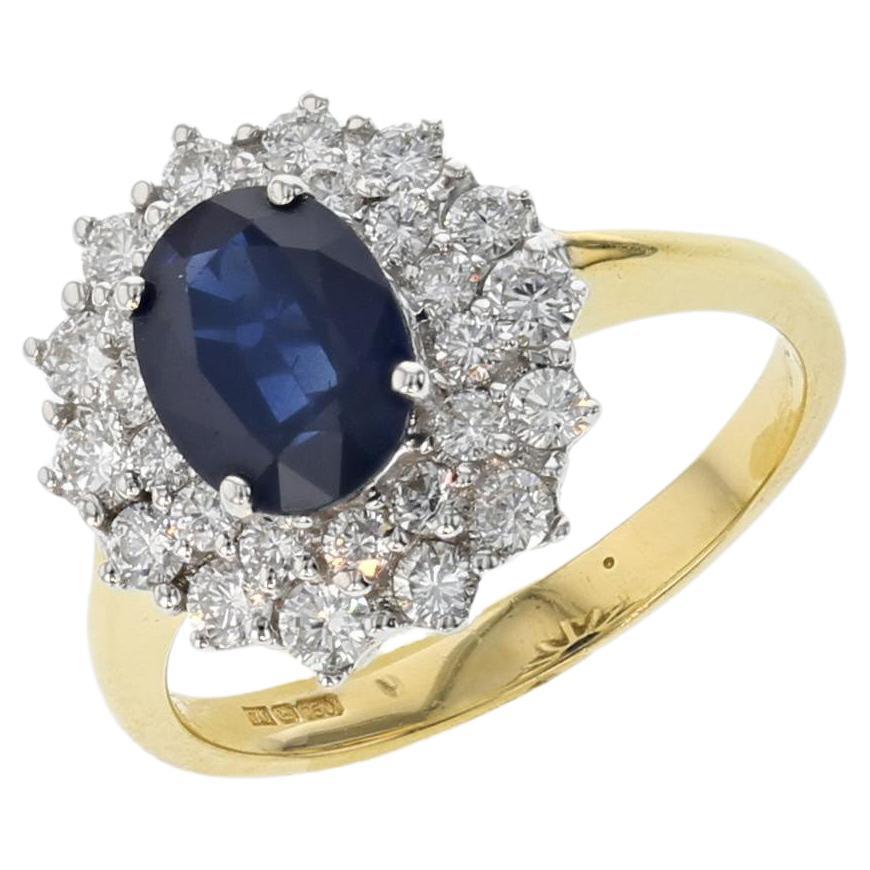 1.45ct Royal Blue Sapphire 18K White Gold Ring For Sale