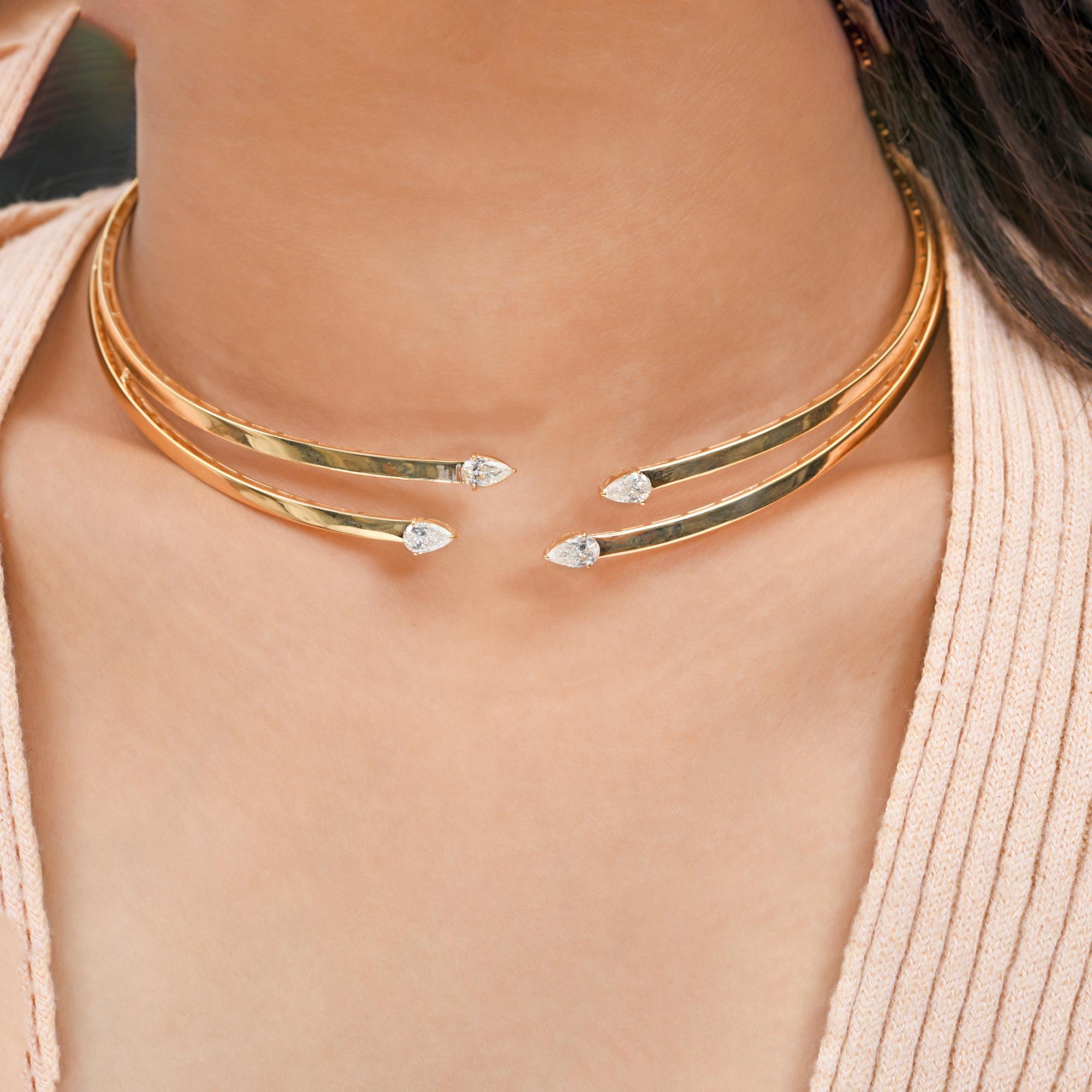 1.45Ct SI/H Birnenschliff Diamant Doppelschicht Choker Halskette 18k Gelbgold
Feiern Sie diese festliche Jahreszeit mit einem Hauch von purem Glanz. Unsere Halskette aus 18 Karat Gold mit Diamanten ist mehr als nur ein Schmuckstück, sie ist ein