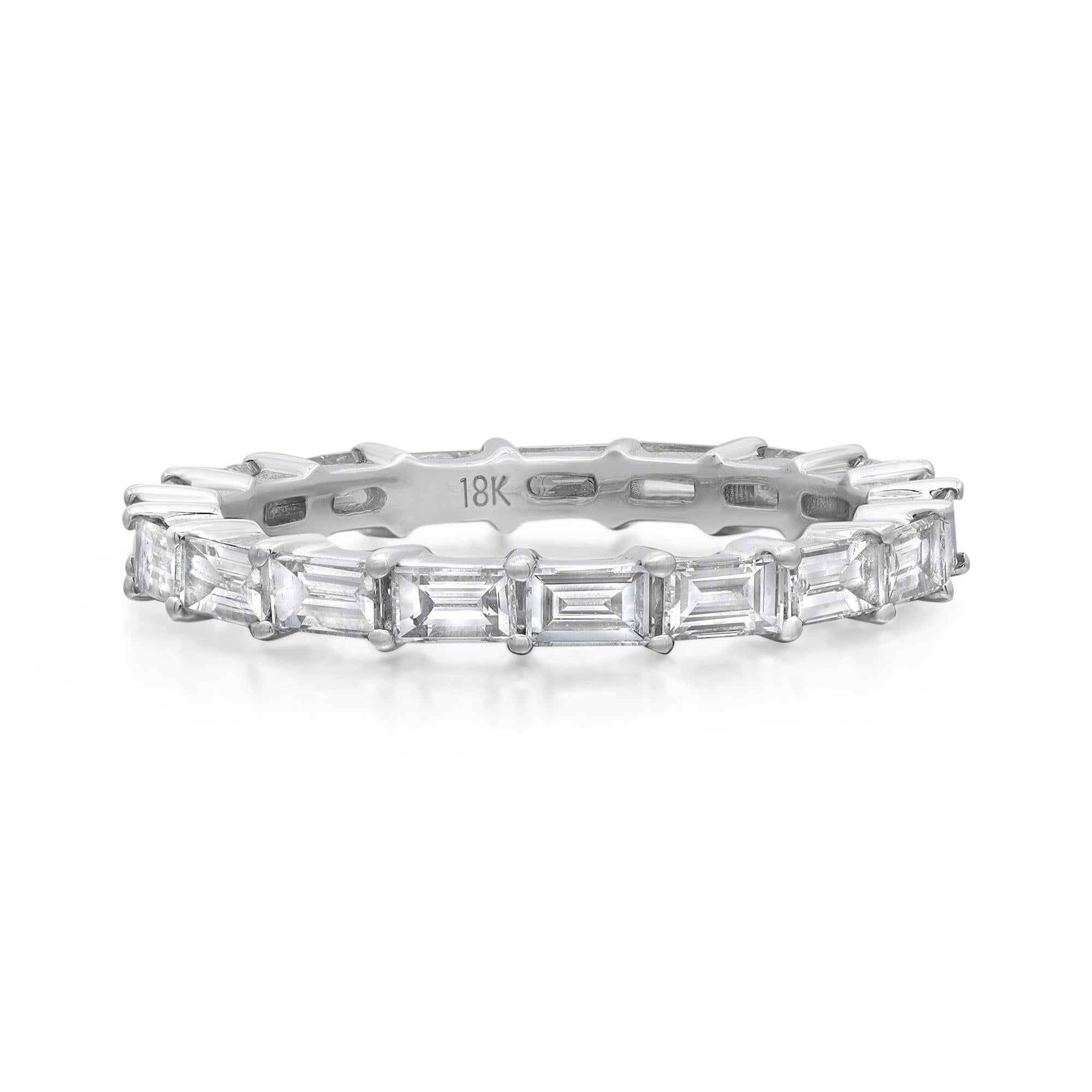 1.45Cttw Baguette Diamond Cut Eternity Wedding Band 18K White Gold