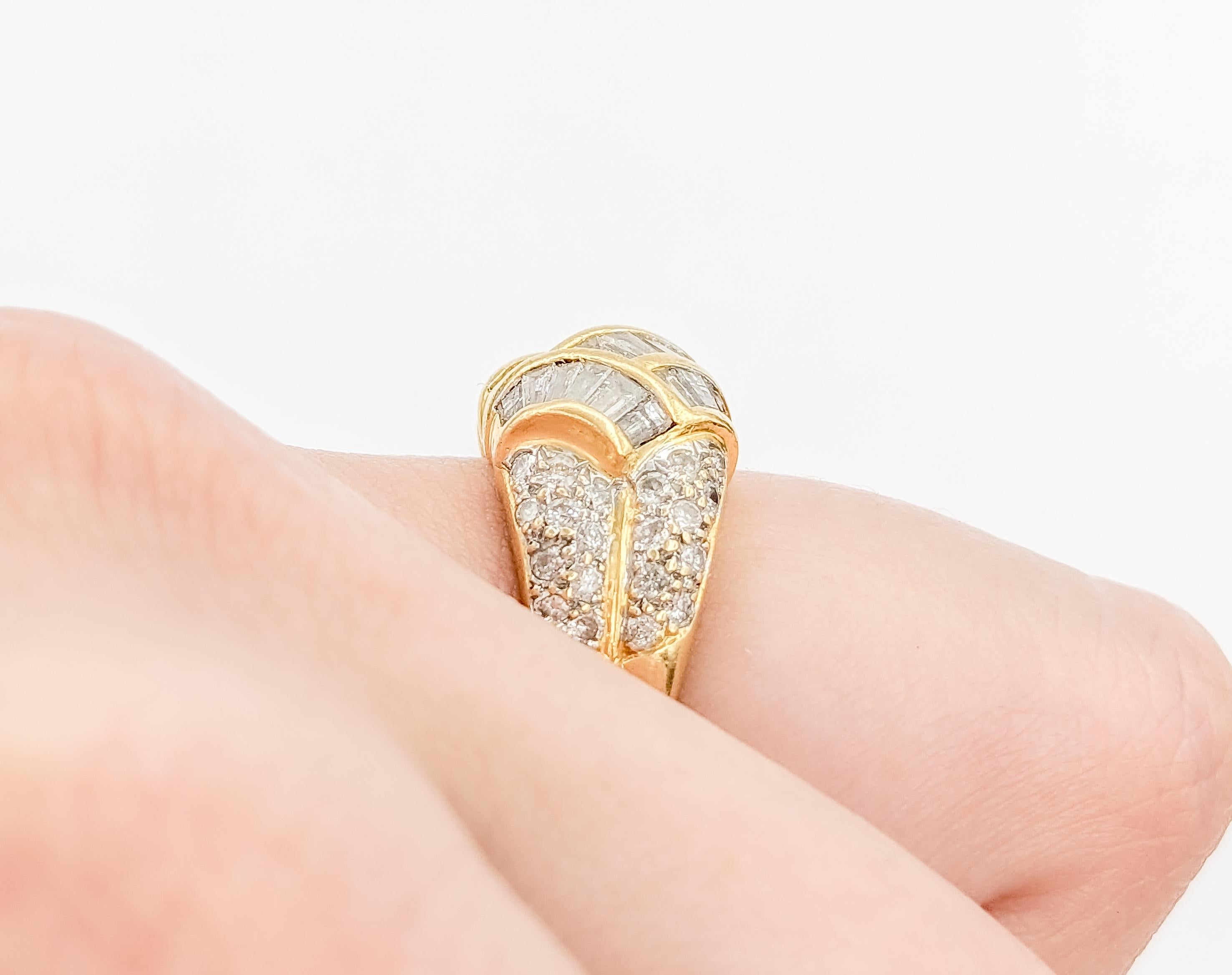 Modern 1.45ctw Diamond Ring In 18k Yellow Gold