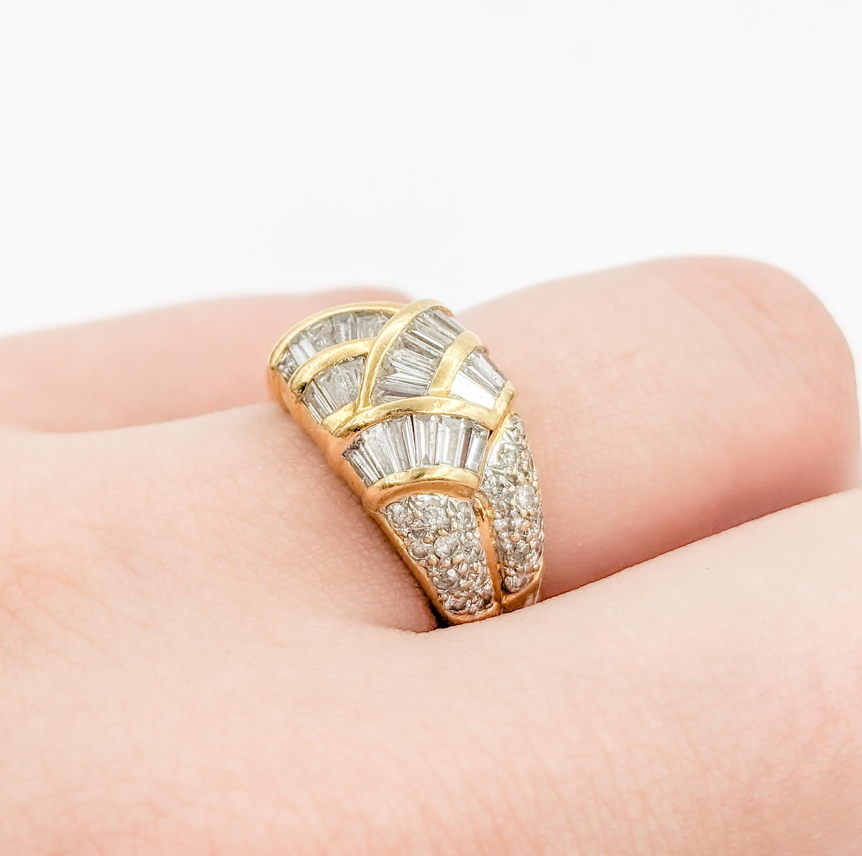 Baguette Cut 1.45ctw Diamond Ring In 18k Yellow Gold
