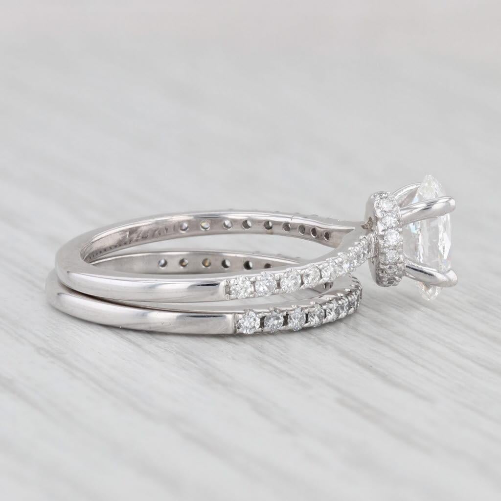 Gemstone Information: Natural Diamonds - 1.45 Total Carats
- Engagement -
Center
Carats - 1ct 
Cut - Oval
Color - F
Clarity - VS1
GIA - 1335798690

Accents
Total Carats - 0.25ctw
Cut - Round Brilliant
Color - F - G
Clarity - SI1 - SI2

- Wedding
