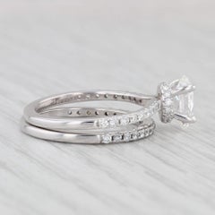 1.45ctw Oval Diamond Engagement Ring Wedding Band Bridal Set 14k White Gold GIA