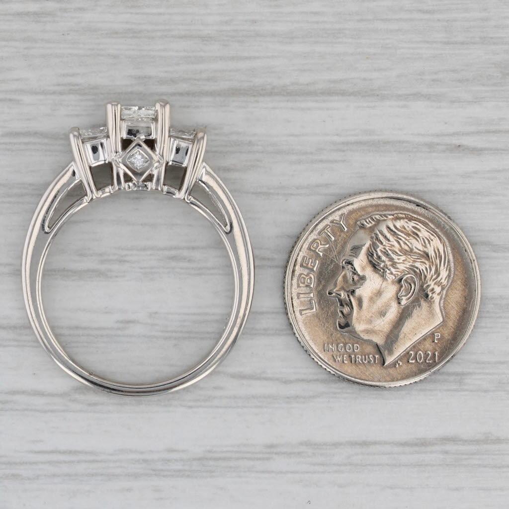 1.45ctw Princess Diamond 3-Stone Engagement Ring 14k White Gold Size 6.75 In Good Condition For Sale In McLeansville, NC