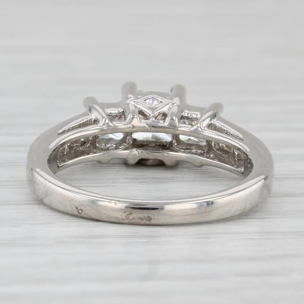 Women's 1.45ctw Princess Diamond 3-Stone Engagement Ring 14k White Gold Size 6.75 For Sale