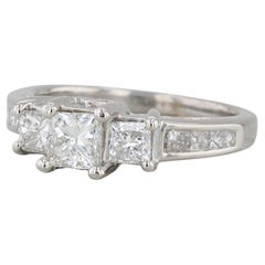 1.45ctw Princess Diamond 3-Stone Engagement Ring 14k White Gold Size 6.75