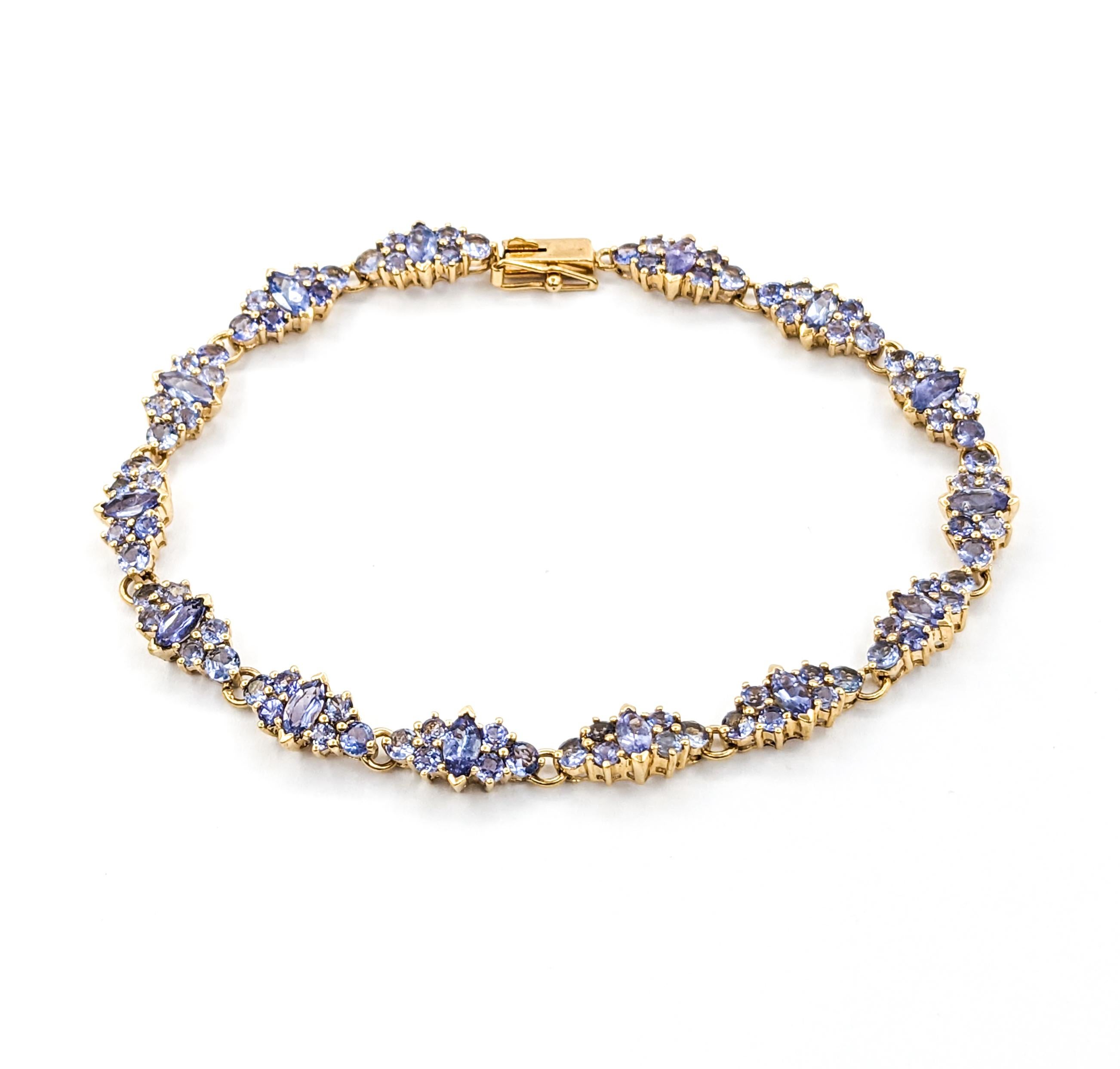14.5ctw Tanzanite Bracelet In Yellow Gold For Sale 4