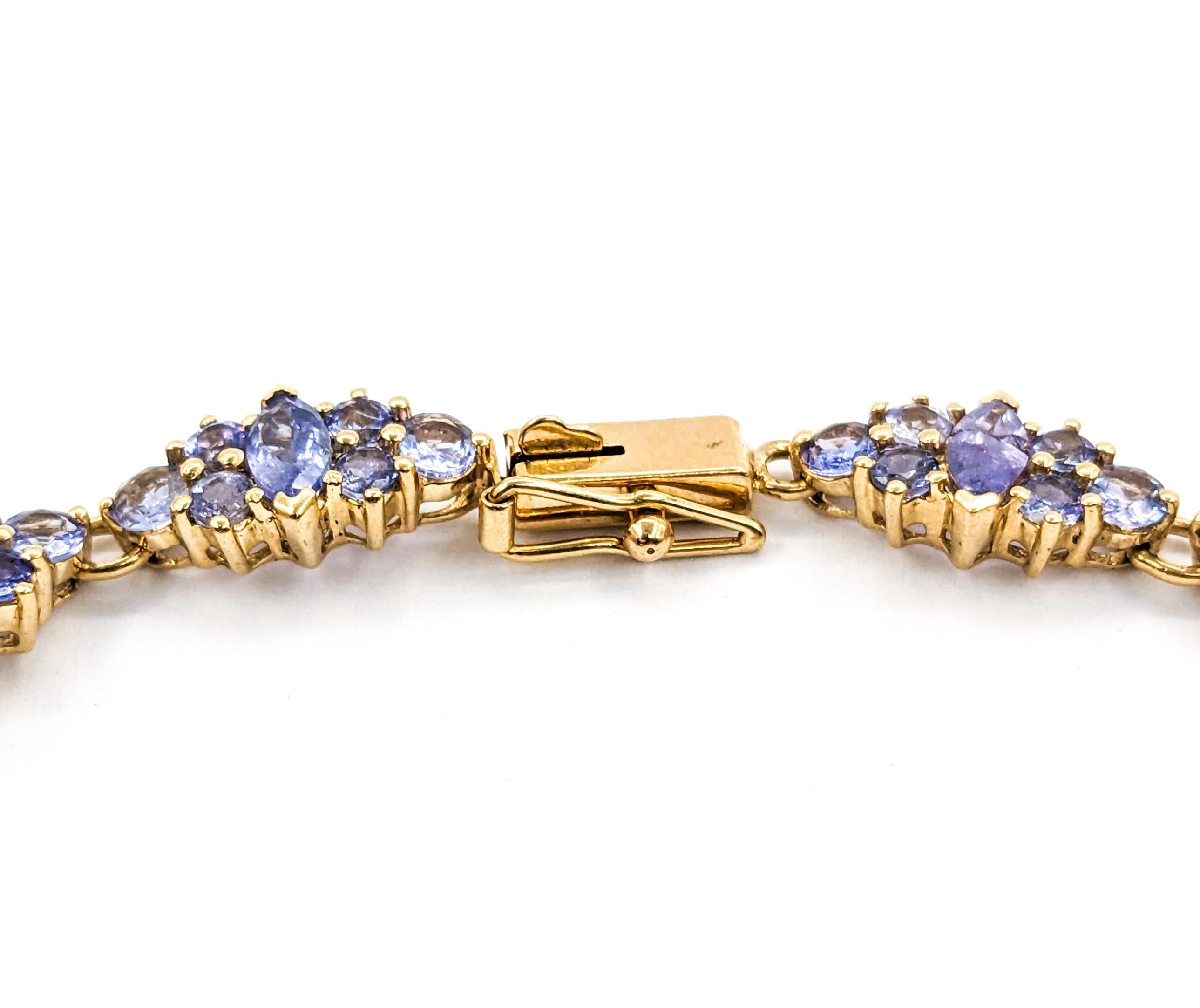 14.5ctw Tanzanite Bracelet In Yellow Gold For Sale 1