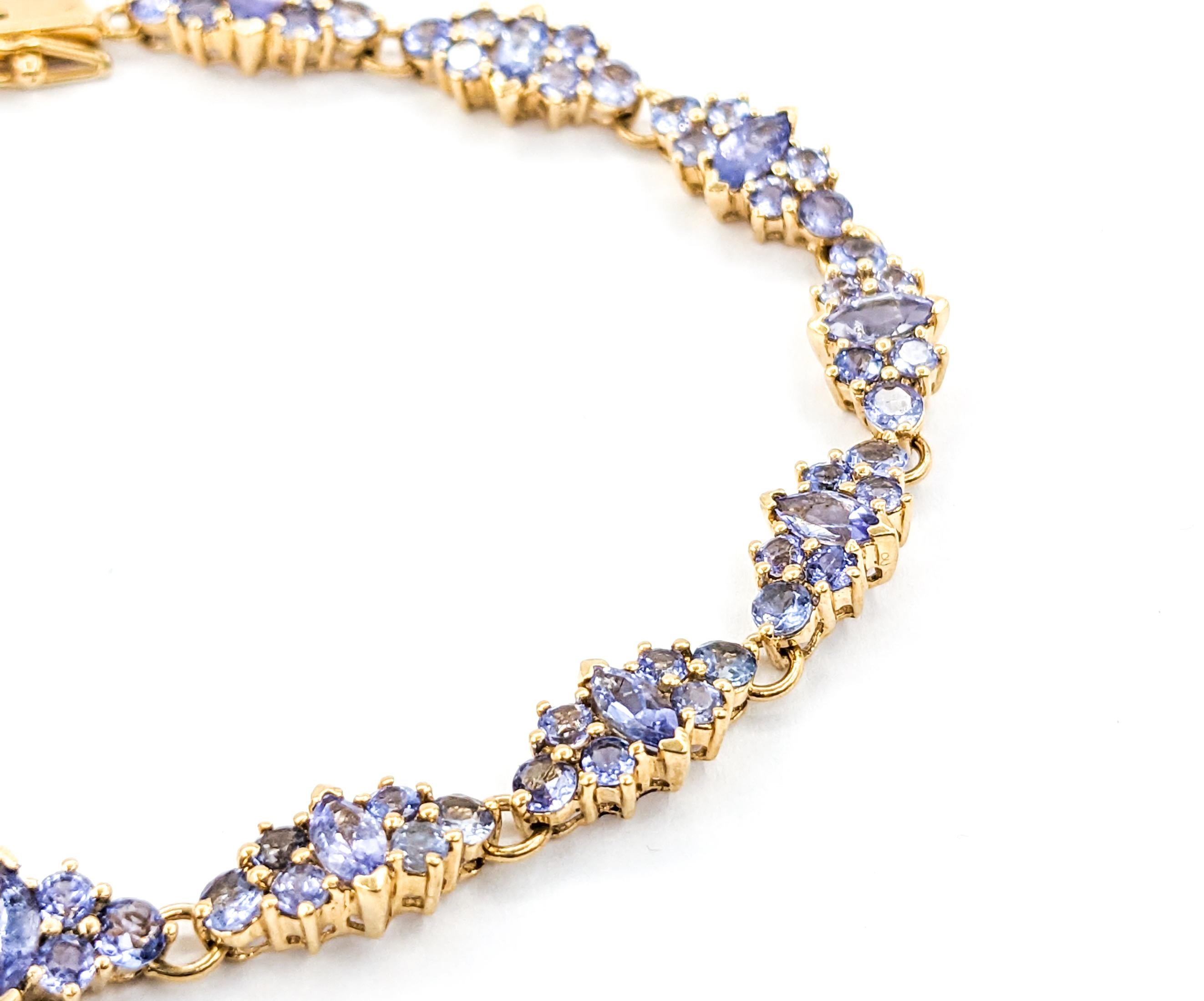 14.5ctw Tanzanite Bracelet In Yellow Gold For Sale 2