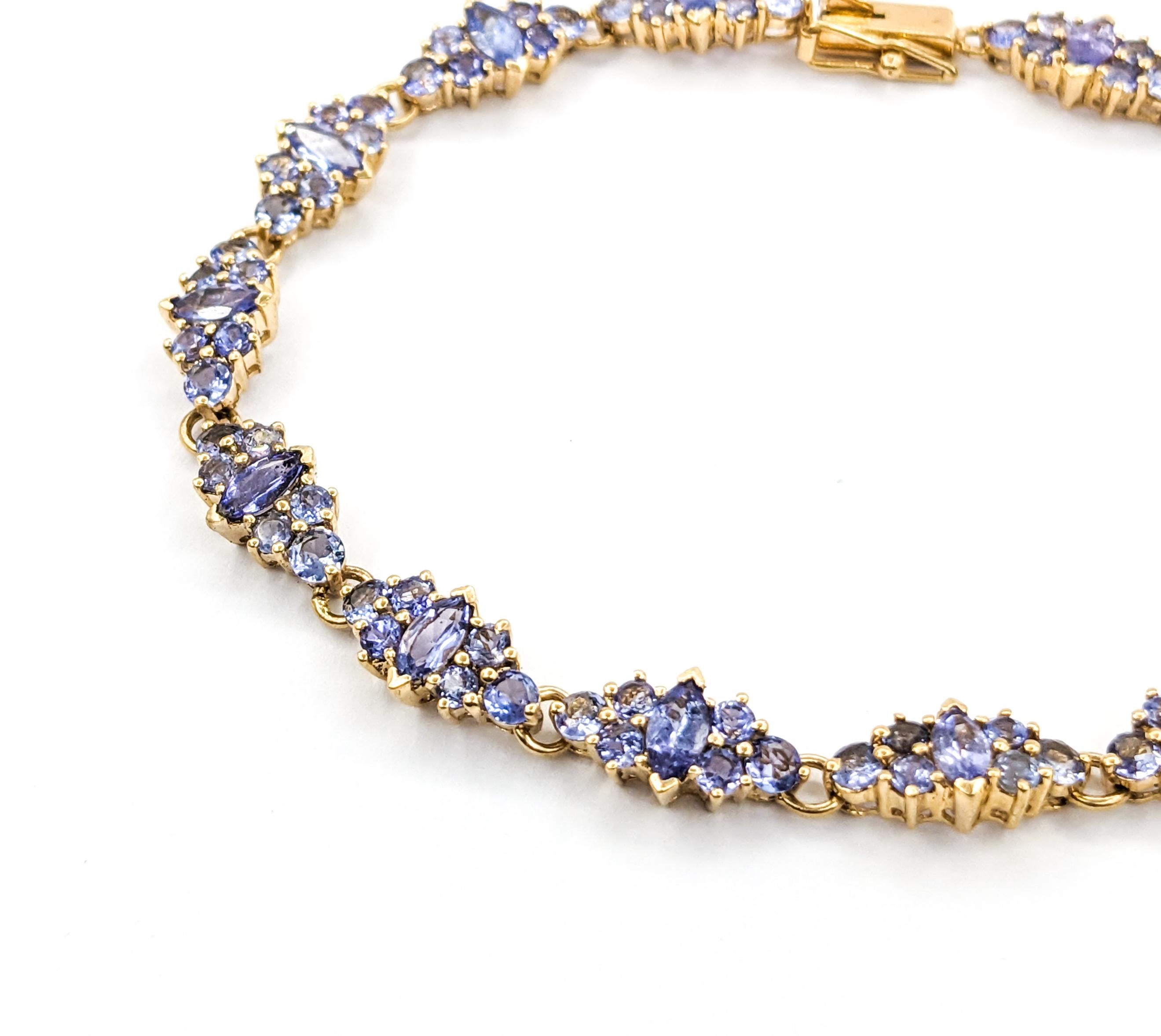 14.5ctw Tanzanite Bracelet In Yellow Gold For Sale 3