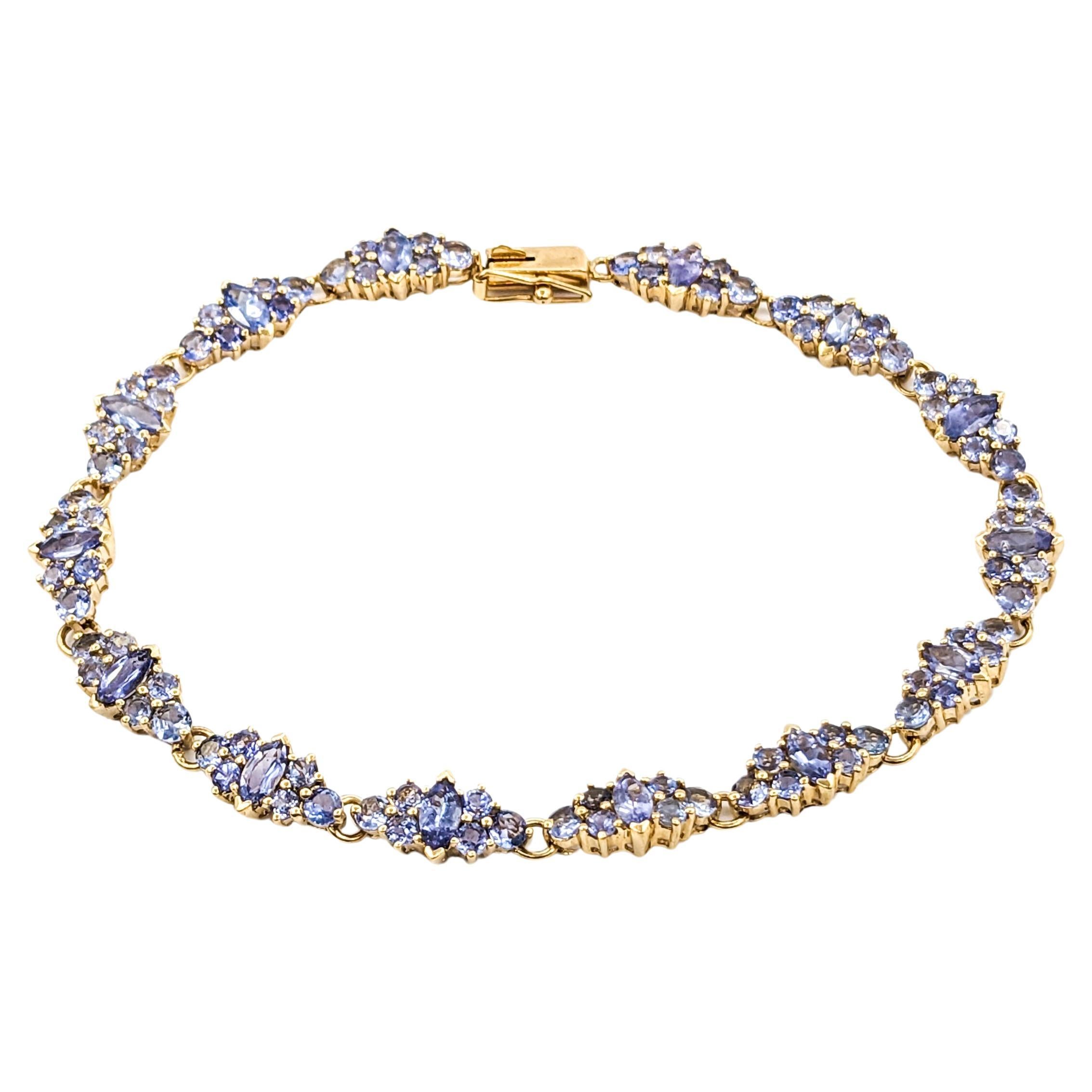 14.5ctw Tanzanite Bracelet In Yellow Gold For Sale