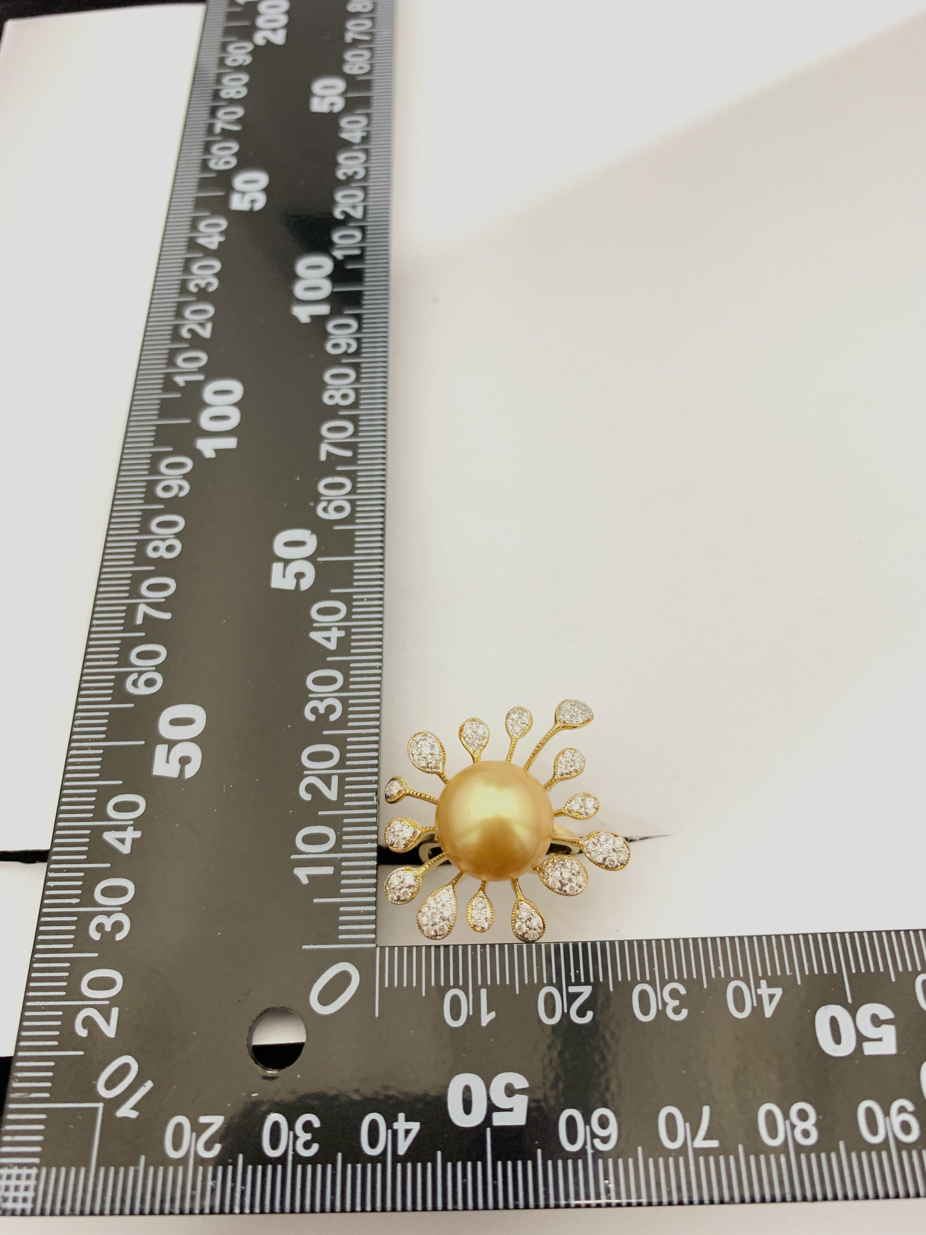 14.5MM South Sea Pearl Diamond Ring in 18 Karat Yellow Gold 1