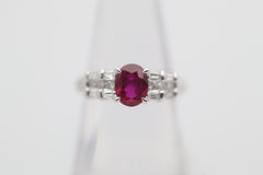 1.46 Carat Burmese Ruby Diamond Platinum Ring, GIA Certified