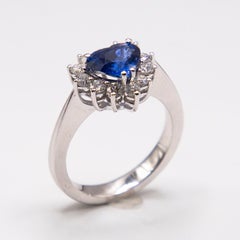 1.46 carat Ceylon heart shaped sapphire and diamond 0.54 cts. cocktail ring