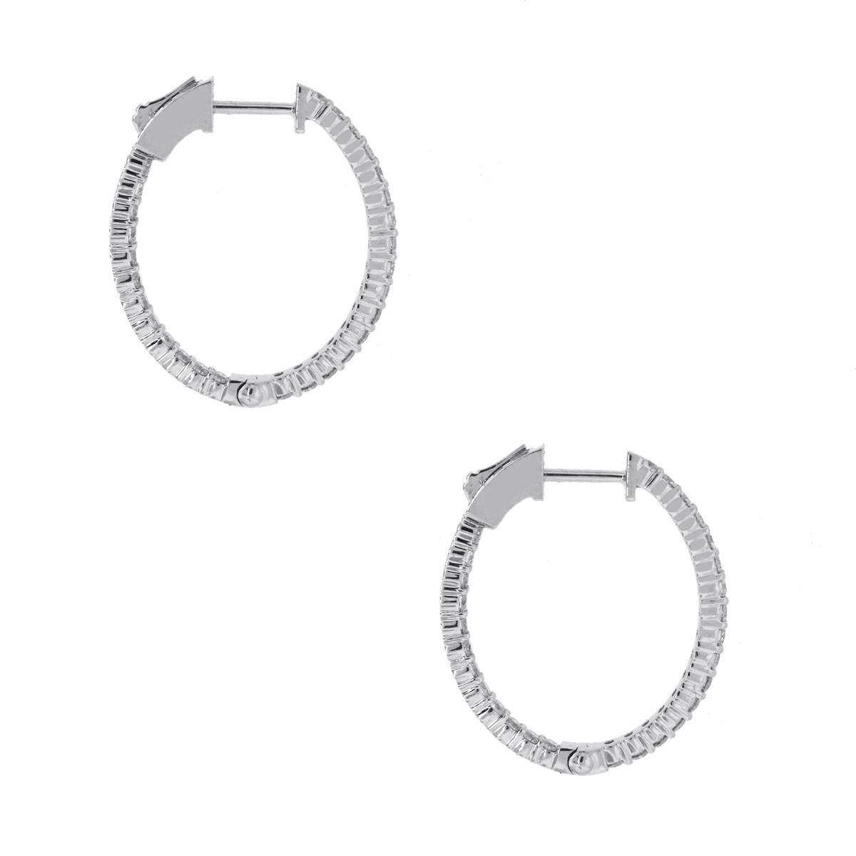 Round Cut 1.46 Carat Diamond Inside Out Hoop Earrings
